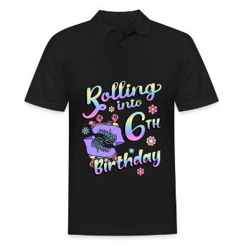 Rolling Into 6. Geburtstag Quad Skater - Männer Poloshirt - Schwarz - Vorne - Kai (181cm)