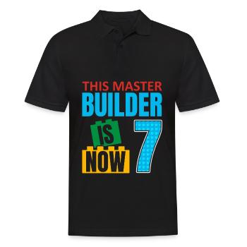 This Builder Is Now 7, Toy Blocks 7. - Men's Polo Shirt - black - Front - Kai (181cm)