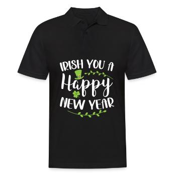 Irish You Happy New Year Green Shamrock - Polo Homme - noir - Devant - Kai (181cm)