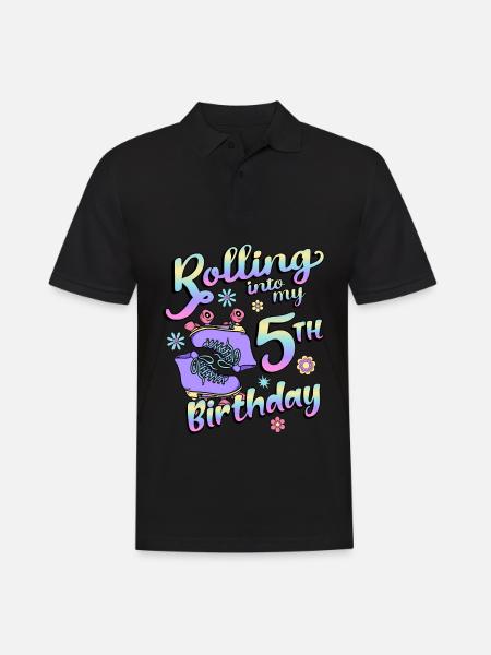 Rolling Into My 5th Birthday Quad Skater - Men's Polo Shirt - black