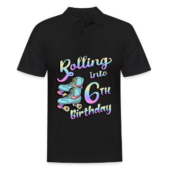 Rolling Into 6. Geburtstag Quad Skater - Männer Poloshirt - Schwarz - Vorne - Kai (181cm)