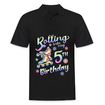 Rolling Into My 5th Birthday Roller Skater Inline - Men's Polo Shirt - black - Front - Kai (181cm)