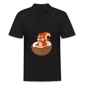 Eichhörnchen und Nuss Haselnuss Baumnuss Eichel - Männer Poloshirt - Schwarz - Vorne - Kai (181cm)