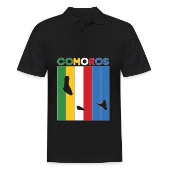 Komoren Landesgrenze und Flagge - Männer Poloshirt - Schwarz - Vorne - Kai (181cm)