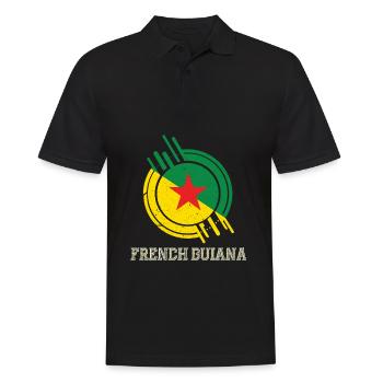 Französisch-Guayana Runder Schild Landesfarben - Männer Poloshirt - Schwarz - Vorne - Kai (181cm)