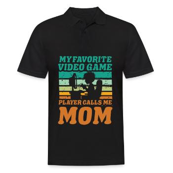 Mein Lieblings-Videospielspieler nennt mich Mama - Männer Poloshirt - Schwarz - Vorne - Kai (181cm)