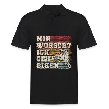 MTB Fahrrad - MIR WURSCHT ICH GEH BIKEN Geschenk - Männer Poloshirt - Schwarz - Vorne - Kai (181cm)