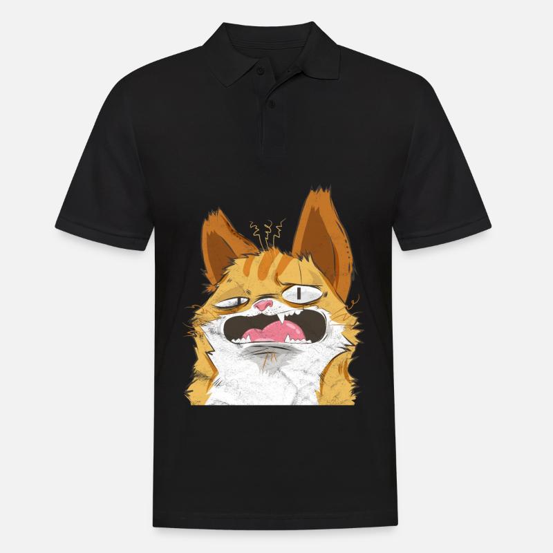 Verrückte Katze - Männer Poloshirt - Schwarz
