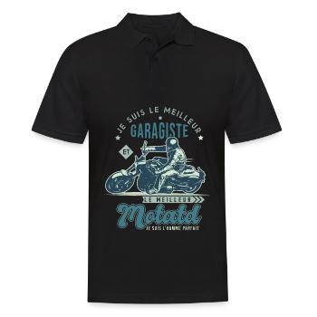 Motard le meilleur garagiste cadeau cool - Polo Homme - noir - Devant - Kai (181cm)