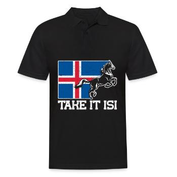 Islandpferde Take it Isi Islandflagge Geschenk - Männer Poloshirt - Schwarz - Vorne - Kai (181cm)