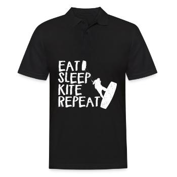 Kiteboarding Kite Kiten - Eat Sleep Kite Kitesurfe - Männer Poloshirt - Schwarz - Vorne - Kai (181cm)