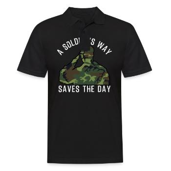 Soldat - Männer Poloshirt - Schwarz - Vorne - Kai (181cm)