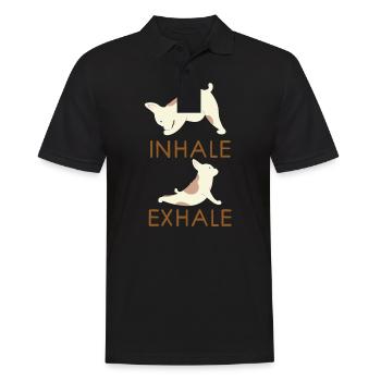 Inhale Exhale Yoga Frenchie - Polo Homme - noir - Devant - Kai (181cm)