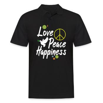 Love Peace Happiness - Polo Homme - noir - Devant - Kai (181cm)