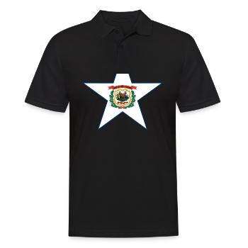 West Virginia Fan Shirt – Natur & Stolz - Männer Poloshirt - Schwarz - Vorne - Kai (181cm)