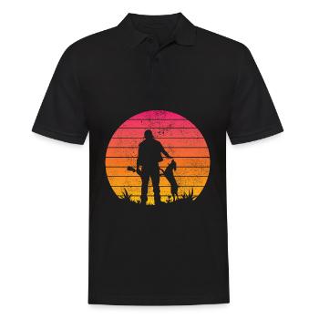Chiens de chasse Chasseur Vintage Chien De chasse Rétro - Polo Homme - noir - Devant - Kai (181cm)