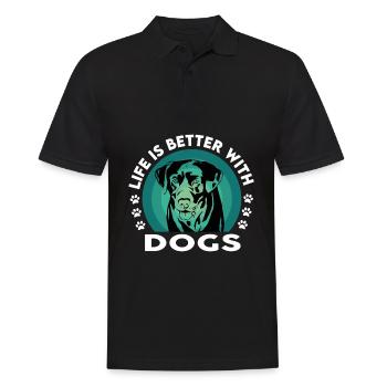 Dog Hund Labrador Golden Retriever Life is better - Männer Poloshirt - Schwarz - Vorne - Kai (181cm)