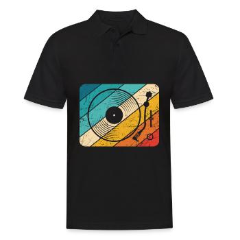 Vinly Plattenspieler Schallplatte LP Musik Motiv L - Männer Poloshirt - Schwarz - Vorne - Kai (181cm)