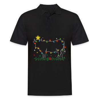 Cow Tree Farmer Vintage Christmas Tree Xmas Reinde - Männer Poloshirt - Schwarz - Vorne - Kai (181cm)