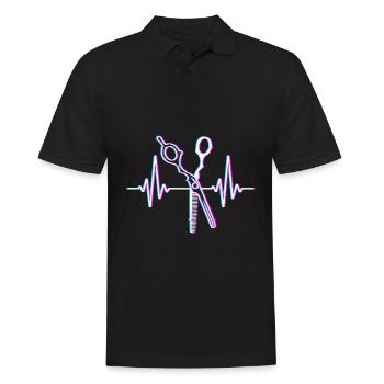 Herzschlag Frisör Salon Schere Barber Friseur Gesc - Männer Poloshirt - Schwarz - Vorne - Kai (181cm)