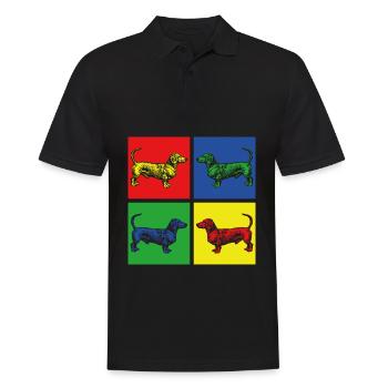 Dackel Hunde - Männer Poloshirt - Schwarz - Vorne - Kai (181cm)