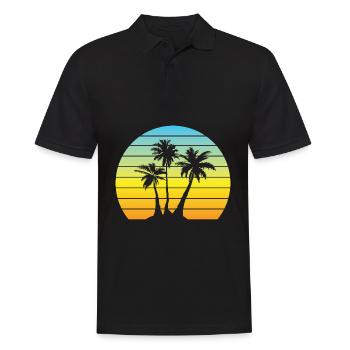 Palm Sun Vintage Vacances Palmiers Rétro Été - Polo Homme - noir - Devant - Kai (181cm)