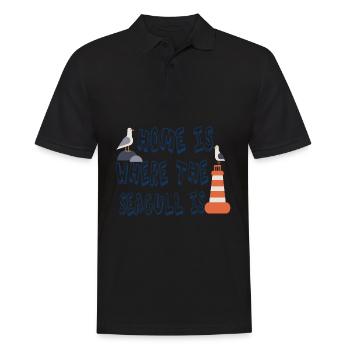 Zuhause ist, wo die Möwe ist - Männer Poloshirt - Schwarz - Vorne - Kai (181cm)