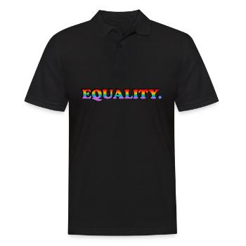 EQUALITY - rainbow text - LGBT pride month - Men's Polo Shirt - black - Front - Kai (181cm)