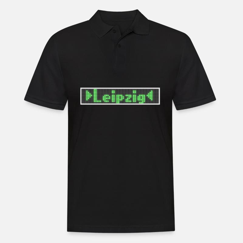 Leipzig LED Display Gruen - Männer Poloshirt - Schwarz