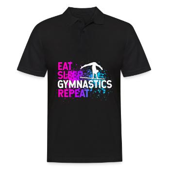 Eat Sleep Gymnastics Repeat Gymnsatik Sport Handst - Männer Poloshirt - Schwarz - Vorne - Kai (181cm)