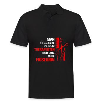 Keinen Therapeuten nur einen guten Friseur Spruch - Männer Poloshirt - Schwarz - Vorne - Kai (181cm)