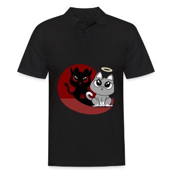 What? I Was's Not - Devil Angel Evil Cat - Men's Polo Shirt - black - Front - Kai (181cm)