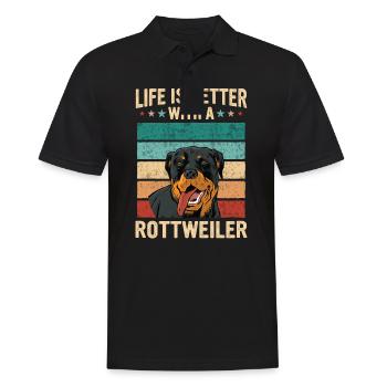 Rottweiler Hund - Männer Poloshirt - Schwarz - Vorne - Kai (181cm)