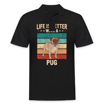 Mops Möpse Hund - Männer Poloshirt - Schwarz - Vorne - Kai (181cm)