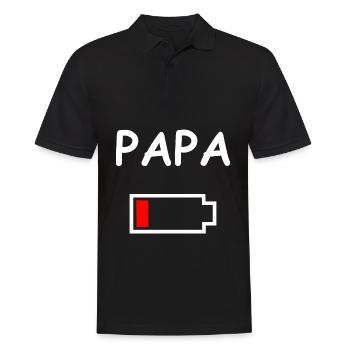 Papa Akku Leer - Männer Poloshirt - Schwarz - Vorne - Kai (181cm)