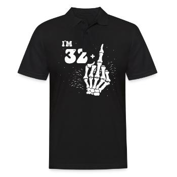 I Am 32 Plus Middle Finger - 33rd Birthday - Men's Polo Shirt - black - Front - Kai (181cm)