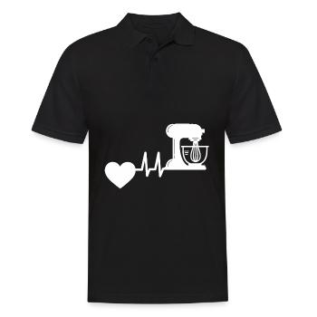 Baker Baking Heartbeat Bakery Hobby Confectioner - Men's Polo Shirt - black - Front - Kai (181cm)