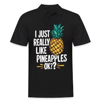 Ananas Fruit tropical hawaïen - Polo Homme - noir - Devant - Kai (181cm)