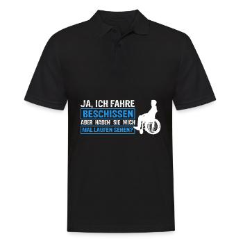 Rollstuhlfahrer Rollstuhl Spruch Geschenkidee Roll - Männer Poloshirt - Schwarz - Vorne - Kai (181cm)