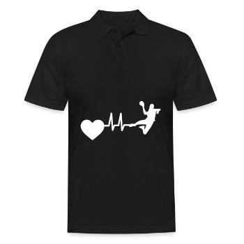 Handball EKG Handballer Herzschlag Handballspieler - Männer Poloshirt - Schwarz - Vorne - Kai (181cm)