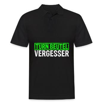 Turnbeutel Vergesser Für Den Turnunterricht Sportu - Männer Poloshirt - Schwarz - Vorne - Kai (181cm)