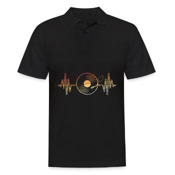 Vinyl Herzschlag Vinyl Schallplatte Musik Puls - Männer Poloshirt - Schwarz - Vorne - Kai (181cm)