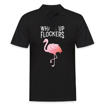 What's Up Flockers - Cool Flamingo Design - Männer Poloshirt - Schwarz - Vorne - Kai (181cm)