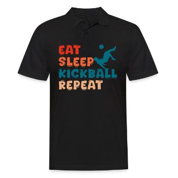 Eat Sleep Kickball Repeat Court Game Kick Ball - Männer Poloshirt - Schwarz - Vorne - Kai (181cm)