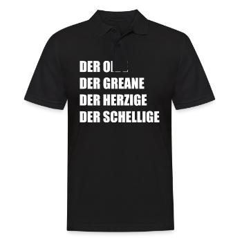 Der Oide Der Greane Der Herzige Der Schellige - Männer Poloshirt - Schwarz - Vorne - Kai (181cm)