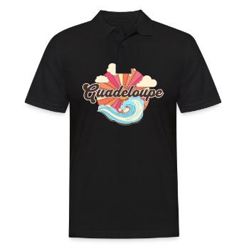 Guadeloupe Französisch Karibisches Meer Retro - Männer Poloshirt - Schwarz - Vorne - Kai (181cm)