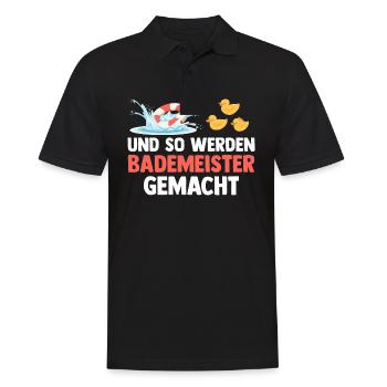 Rettungsschwimmer Bademeister - Männer Poloshirt - Schwarz - Vorne - Kai (181cm)