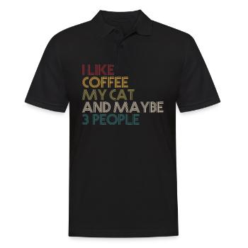J’aime le café, mon chat et 3 personnes - Polo Homme - noir - Devant - Kai (181cm)