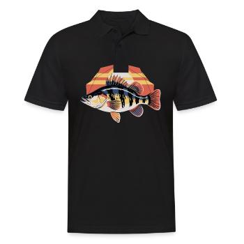 Barsch Angeln Retro Perfektes Geschenk für Angler - Männer Poloshirt - Schwarz - Vorne - Kai (181cm)