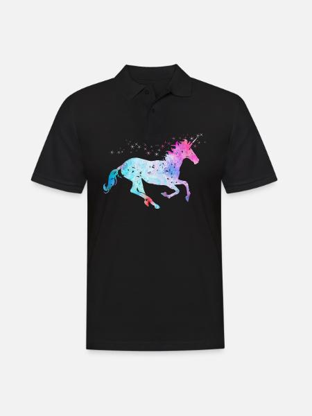 Einhorn mit Glitzer - Männer Poloshirt - Schwarz